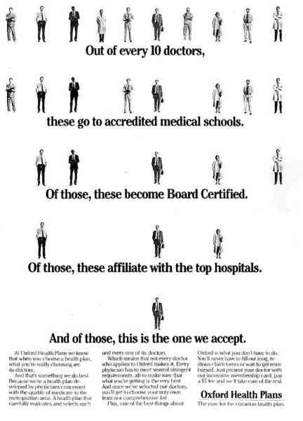 Oxford Health Plan "Out Of Every 10 Doctors"