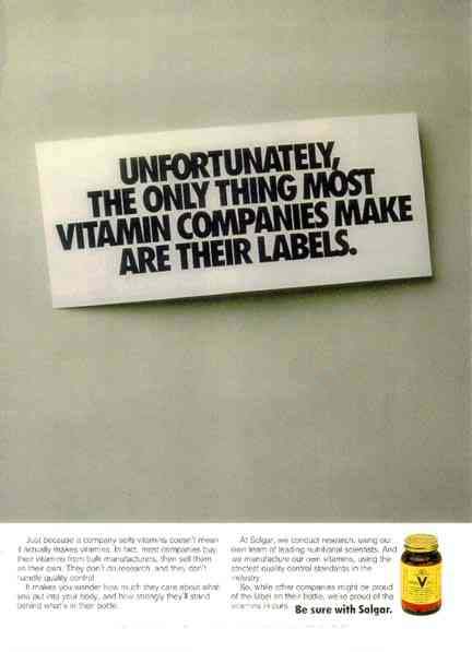Solgar Vitamins "Labels"